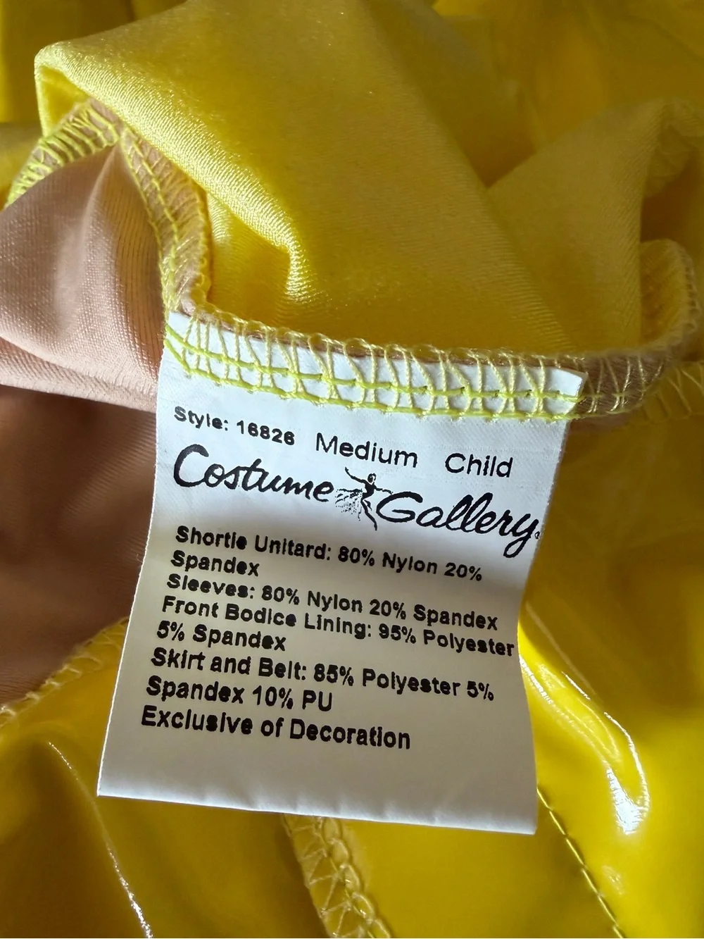 Weissman Girl’s Sunny Yellow Vinyl-Trim Fit & Flare Dance Costume Size Medium